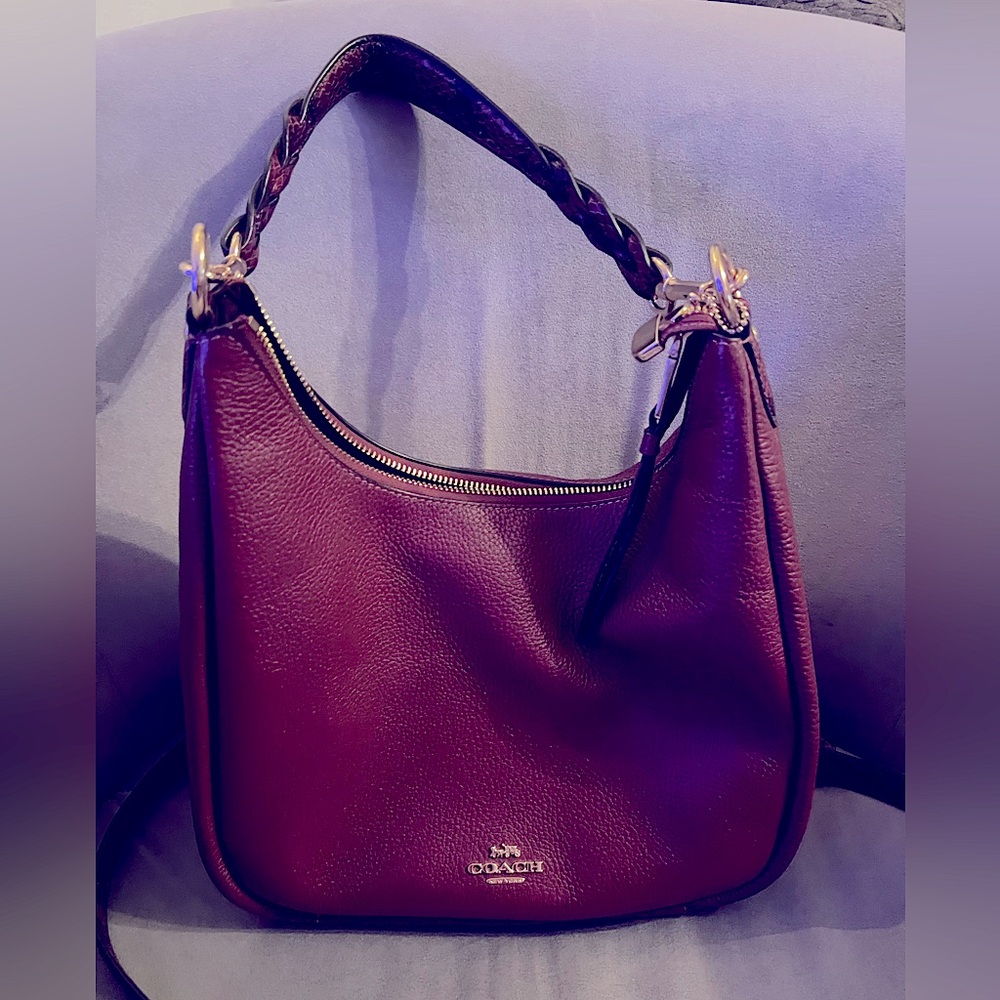 COACH purse- hobo style, with two straps- burgundy - only carried twice